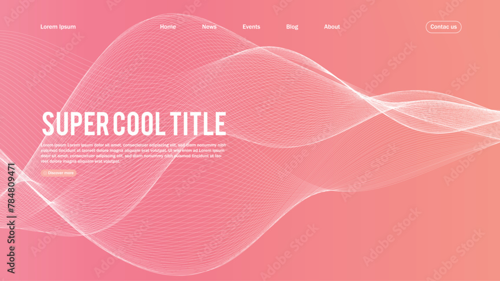 Poster landing page abstract design. template for website or app. colorful abstract minimal wave