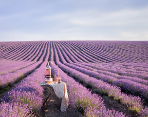 Distillation of lavender essential oil and hydrolate. Copper alambic for the flowering field. - 784810455
