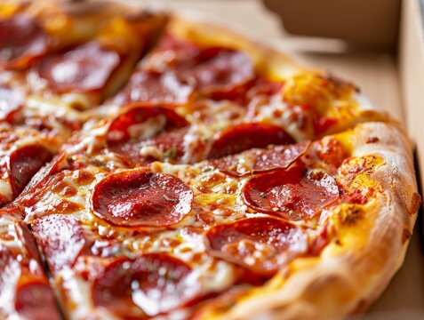 Pepperoni Pizza Slice Whole Box Background Image	
