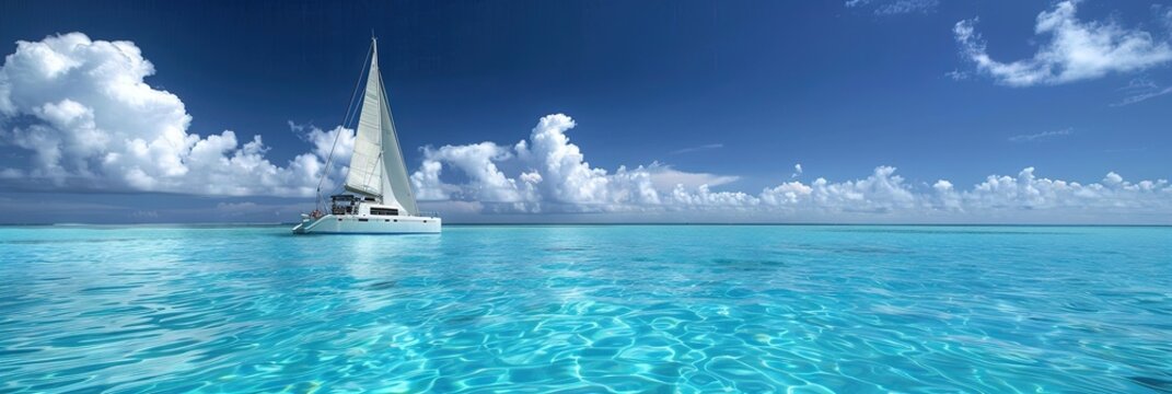 photo of a catamaran on the water 
