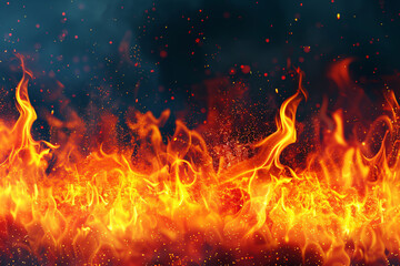 Fiery Inferno: A Dynamic Explosion of Red and Orange Flames, Radiating Intense Heat and Energy in a Black Background - obrazy, fototapety, plakaty