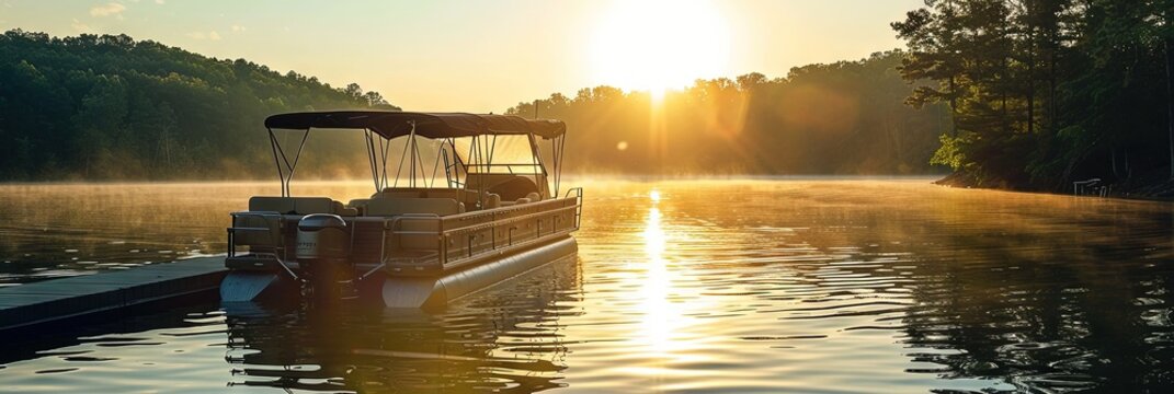 photo of a pontoon boat on the water