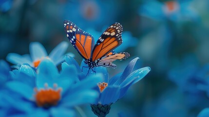 Butterfly Flower Image. Beautiful butterfly on a blue flower.. this photo contains a beautiful...