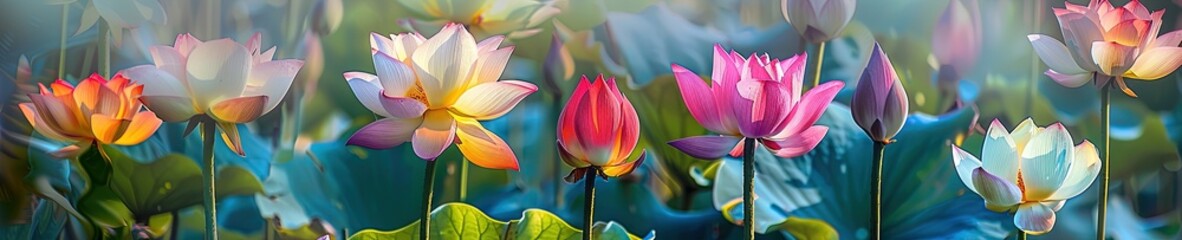 photo of colorful lotus flowers 