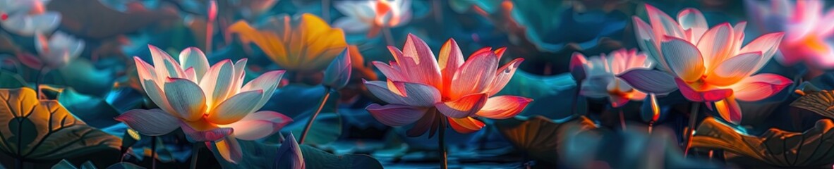 photo of colorful lotus flowers 