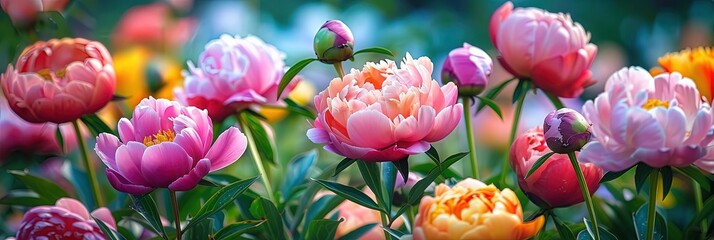 photo of colorful peonies