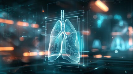 Futuristic medical research or lungs health care - obrazy, fototapety, plakaty