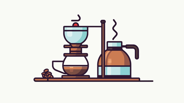Vector image. linear coffee elements icon with whit