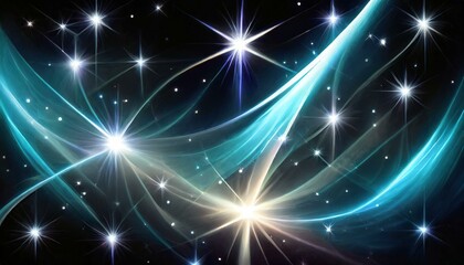 Fototapeta premium A black background with sparkling stars, illuminated by blue-white plasma light.