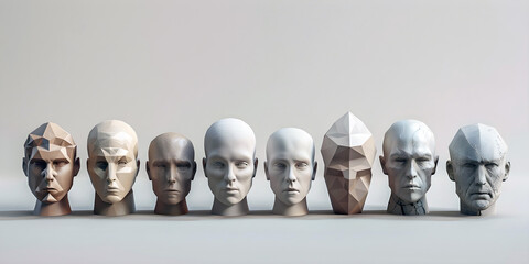 line of heads, ai generated.