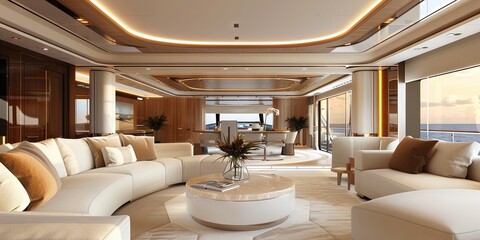 photo of luxury yacht interior on the ocean 