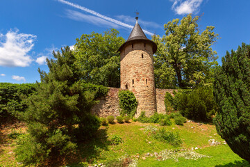 Medieval city wall tower Stadtmauerturm in Wernigerode, Saxony-Anhalt, Germany