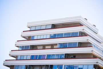 loggias and balconies of a modern architecture building - La Grande-Motte, France
