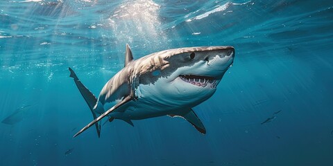 photo of shark stalking prey in the ocean