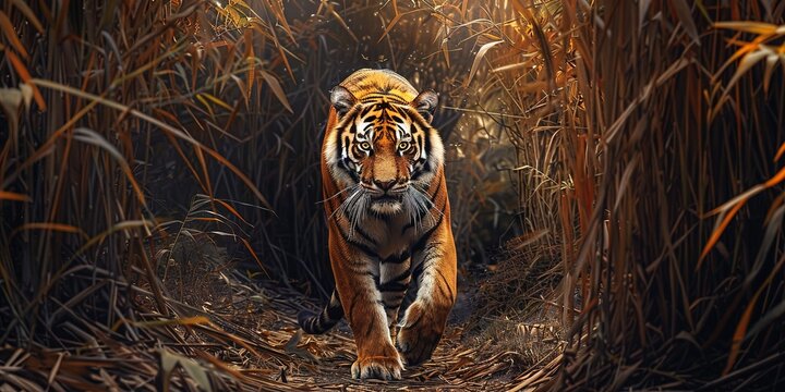 photo of tiger stalking