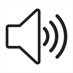 Speaker outline icon vector illustration isolated on white background. Volume icon. Loudspeaker line icon vector. Audio. Sound symbol, high volume