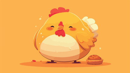 Vector image chicken thigh icon with small pie on w - obrazy, fototapety, plakaty