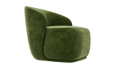 Modern green Velvet  fabric armchair  isolated on white background. Furniture Collection