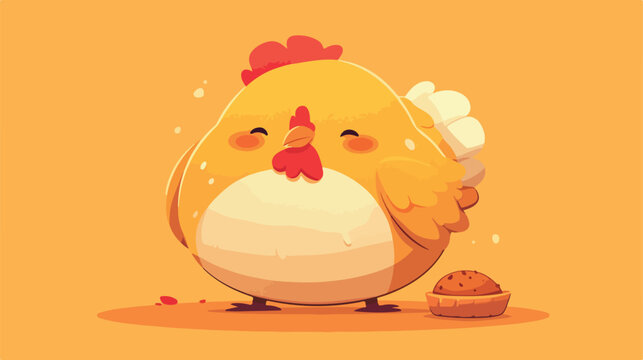 Vector image chicken thigh icon with small pie on w