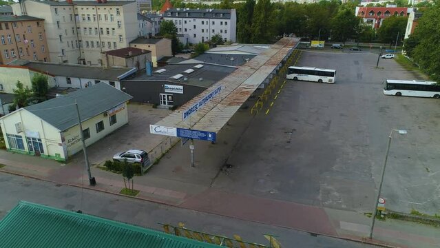 Bus Station In Slupsk Dworzec Autobusowy Aerial View Poland