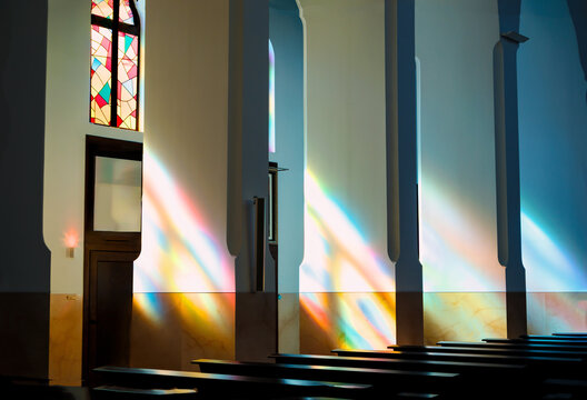 Colors reflected in church interior