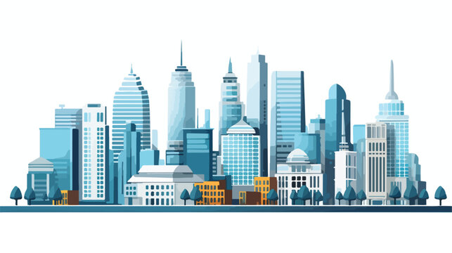 Vector image city icons with white background and b