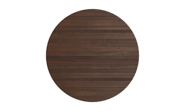 top view of wooden round  brown coffee table isolated on white background. Furniture collection