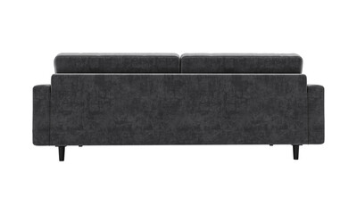 Modern and luxury gray velvet sofa isolated on white background. Furniture Collection. 