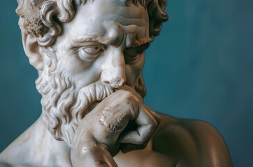 Philosopher's Marble Bust in Deep Contemplation