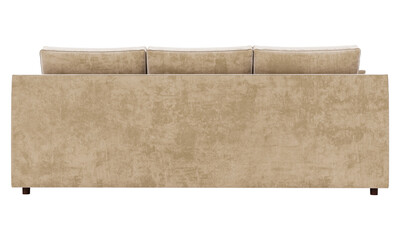 Modern and luxury beige velvet sofa isolated on white background. Furniture Collection.