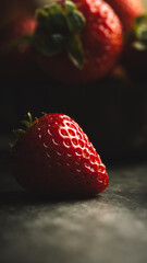 Strawberries on a dark background, close-up, selective focus