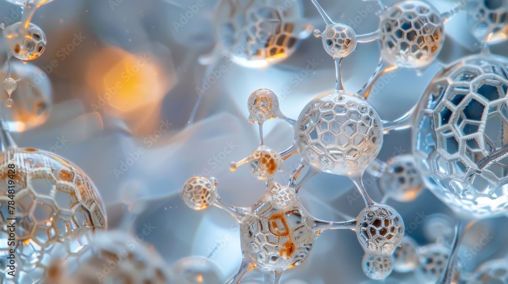 Aufkleber a mesmerizing view of fungal spores suspended in a droplet of water revealing the intricate structur