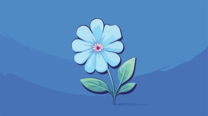 Vector image flower icon with blue background. 2d flat