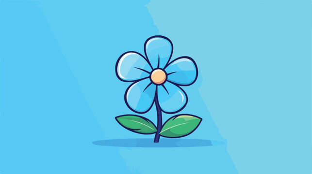 Vector image flower icon with blue background. 2d flat