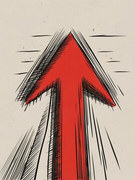 Minimalistic Red Arrow Drawing on Textured Background