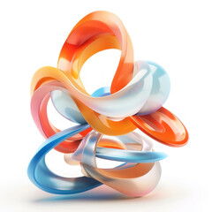 vibrant dance of shapes: colorful abstract 3d twisted forms isolated on a white background - obrazy, fototapety, plakaty