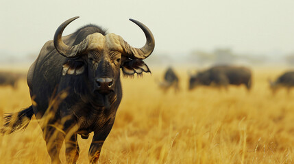 Buffalo in the dry nature habitat wild Africa