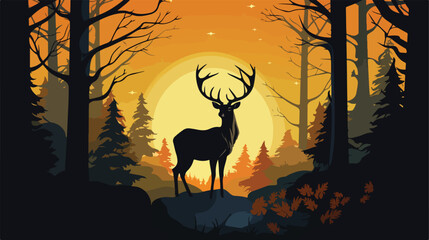 Naklejka premium Vector image illustration of deer with dark background