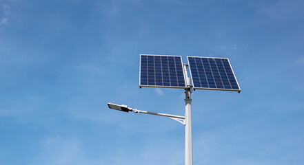 Modern street lighting field with solar photovoltaic panel
