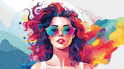 Foto op Plexiglas Vector image illustration of woman with glasses wit © Mishi