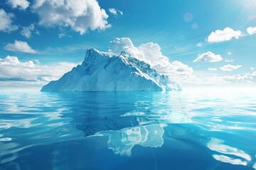 A large ice block is floating in the ocean. Business concept