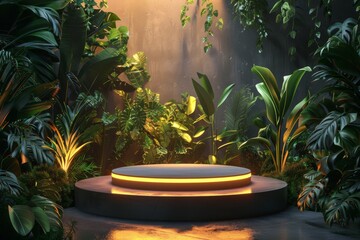 Circular Light Podium in Garden