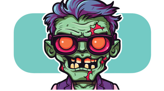 Vector image of a male zombie with sticker type gla