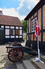 Ebeltoft / Denmark: Two old field guns next to the entrance to the historic town hall