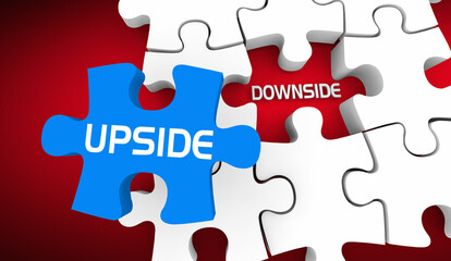 Upside Vs Downside Puzzle Piece Good Potential Best Possible Outcome 3d Illustration