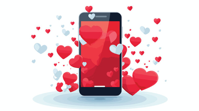 Vector image of cell phone with love messages on wh