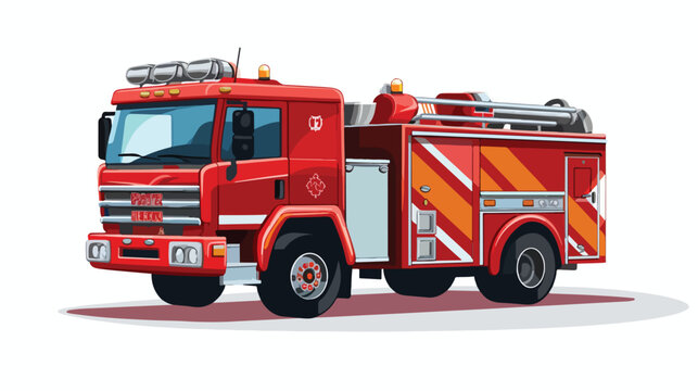 Vector image of fire truck illustration 2d flat cartoon