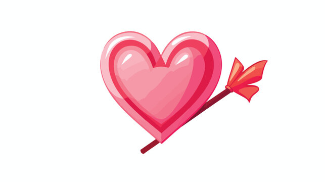 Vector image of heart arrow bow icon with white background