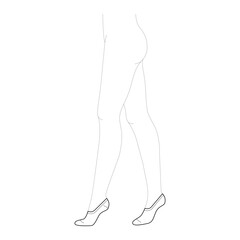 Stocking hosiery Invisible length hose. Fashion accessory clothing technical illustration. Vector, side view for Men, women, unisex style, flat template CAD mockup sketch outline isolated on white
