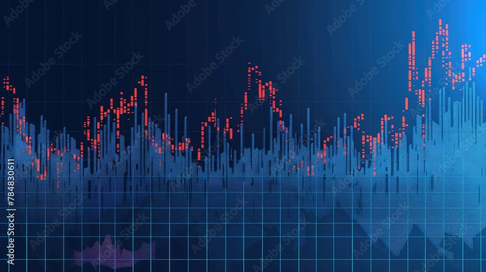 Poster stock market abstract finance background with motion graph, chart bars and financial information. gl